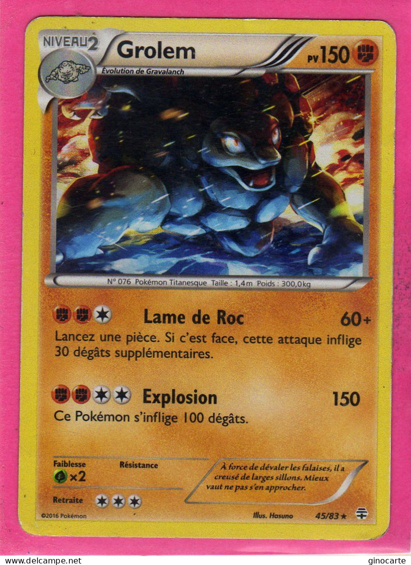 Carte Pokemon Francaise 2016 Xy Generations 45/83 Grolem 150pv Holo Occasion - XY