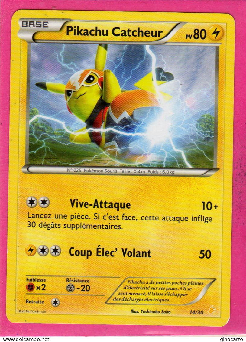 Carte Pokemon Francaise 2016 Trainer Kits 14/30 Pikachu Catcheur 80pv Bon Etat - Trainer Kits