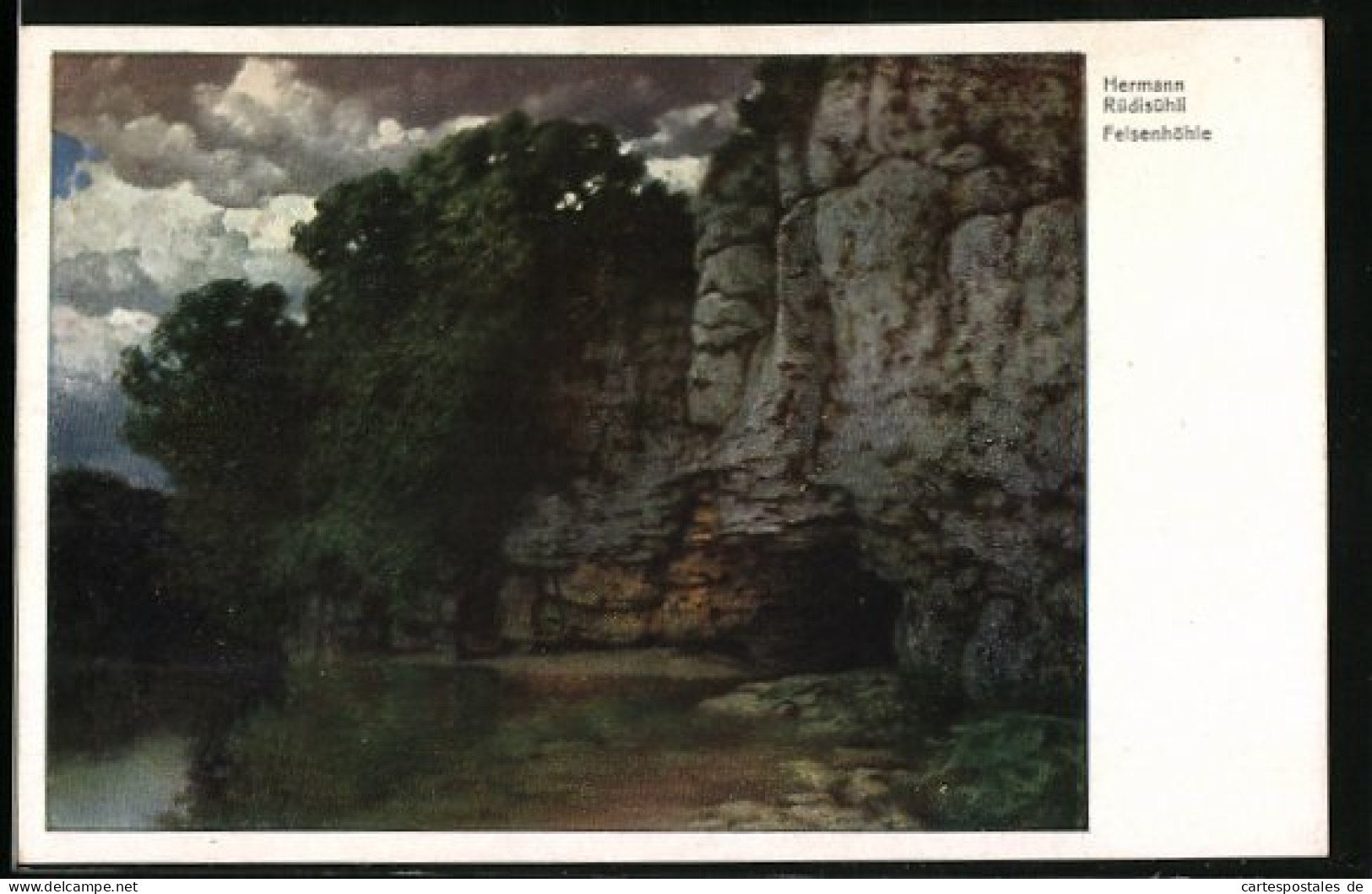 Künstler-AK Hermann Rüdisühli: Felsenhöhle An Einem See  - Other & Unclassified