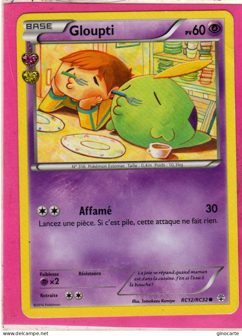 Carte Pokemon Francaise 2016 Promos RC12/RC32 Gloupti 60pv Dos Usagé - Promos