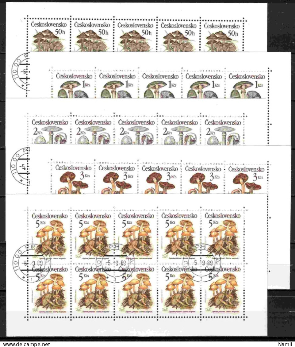 Tchécoslovaquie 1989 Mi 3017-21 Klb. (Yv 2818-22 Les Feuilles), Obliteré - Oblitérés