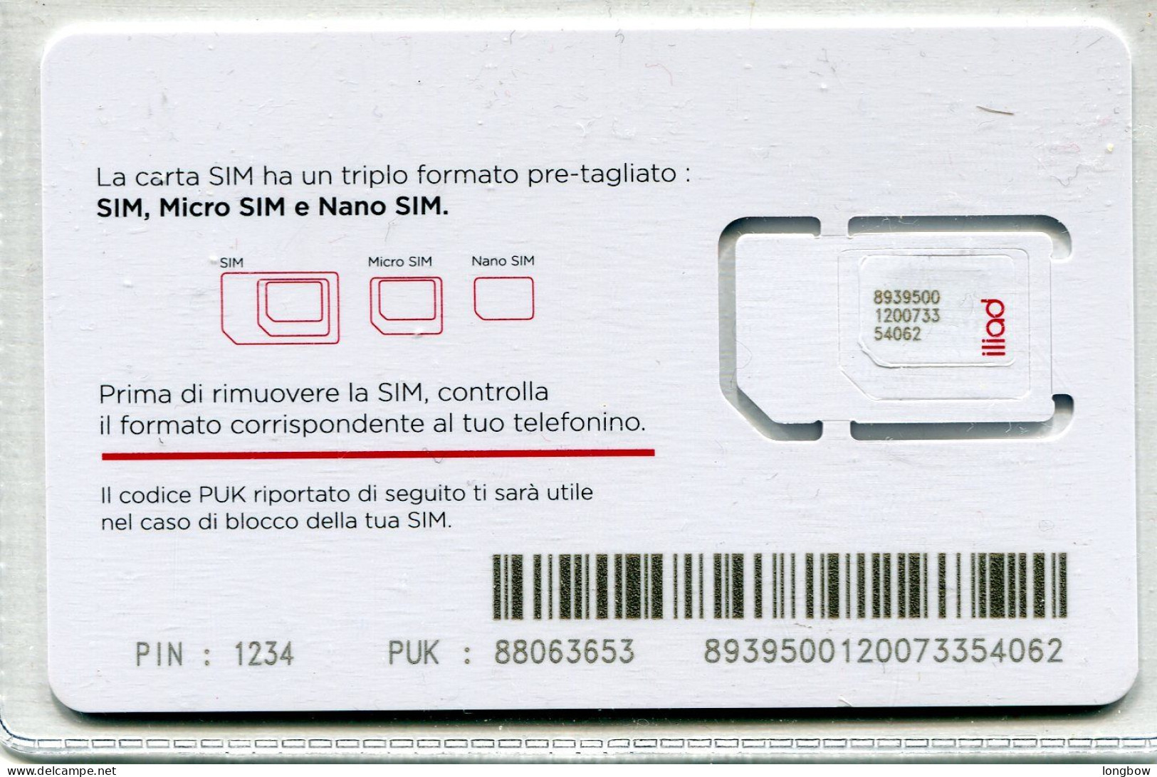 Italia Sim Card Iliad - [2] Handy-, Prepaid- Und Aufladkarten