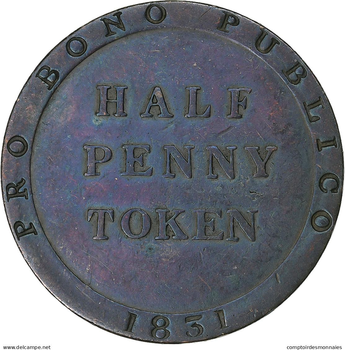 Royaume-Uni, Halfpenny Token, William Callister, 1831, Cuivre, TTB - Sonstige & Ohne Zuordnung