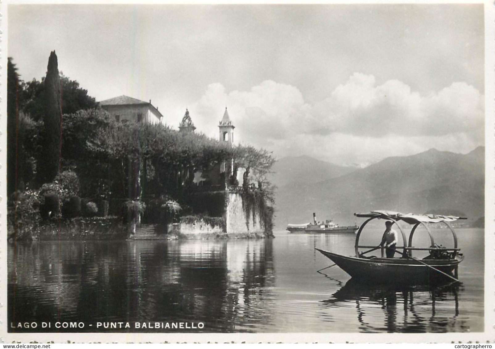 Postcard Italy Como Lake Punta Balbianello Rowboat - Otros & Sin Clasificación