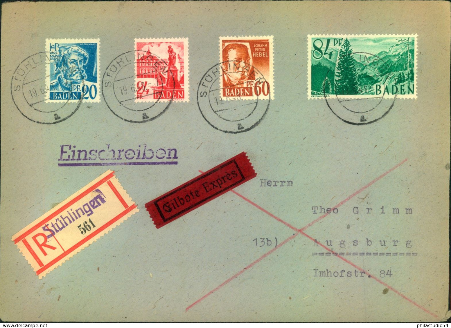 1949, Einschreiben / Eilboten Ab STÜHLINGEN - Baden