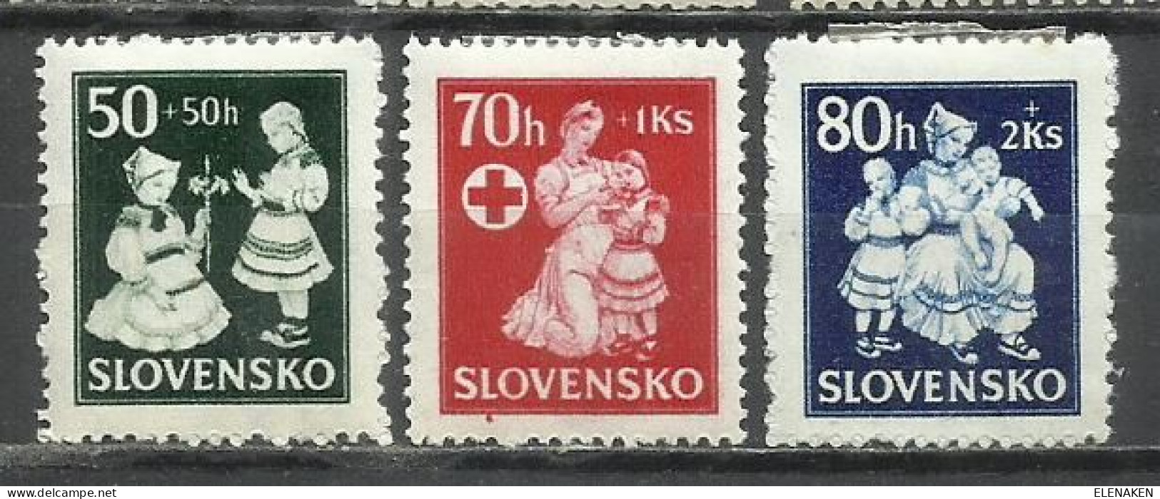 551- SERIE COMPLETA ESLOVAQUIA 1943 Nº 83/85 CRUZ ROJA 2ª GUERRA MUNDIAL NUEVO * - Croatie