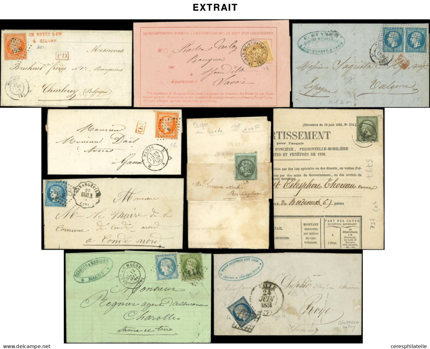 Let Lot De + De 100 Lettres Ou CP Classiques, Affranchissements Et Oblitérations Divers, Dont N°6, 10 Paire, 45C, Qualit - Collections (with Albums)