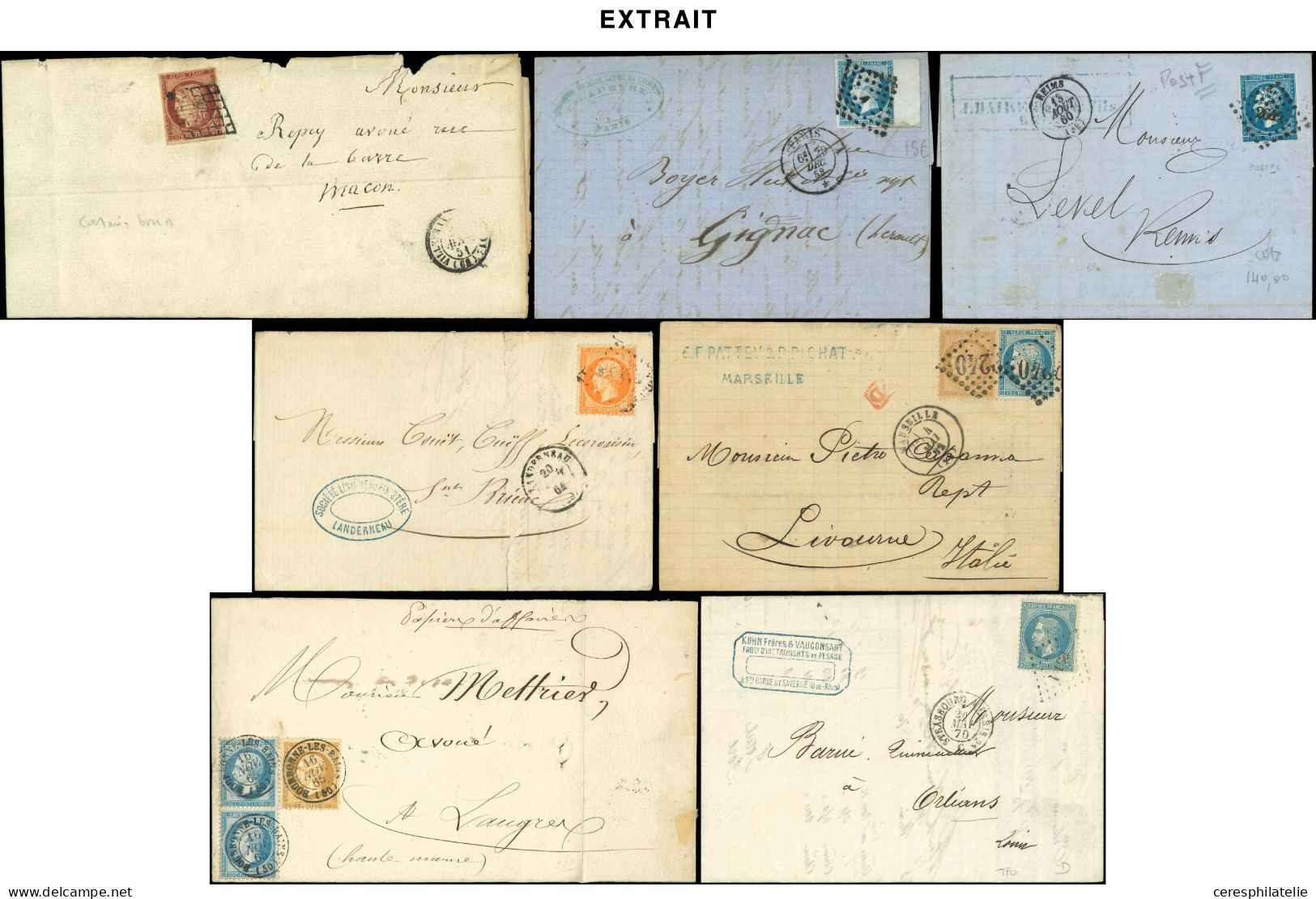 Let Lot De + De 100 Lettres Ou CP Classiques, Affranchissements Et Oblitérations Divers, Dont N°6, 10 Paire, 45C, Qualit - Collections (with Albums)