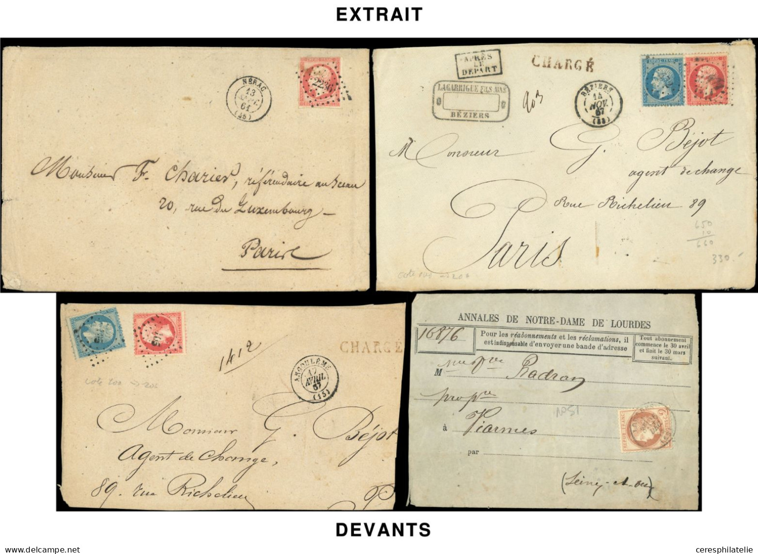 Let Lot De + De 100 Lettres Ou CP Classiques, Affranchissements Et Oblitérations Divers, Dont N°6, 10 Paire, 45C, Qualit - Collections (with Albums)