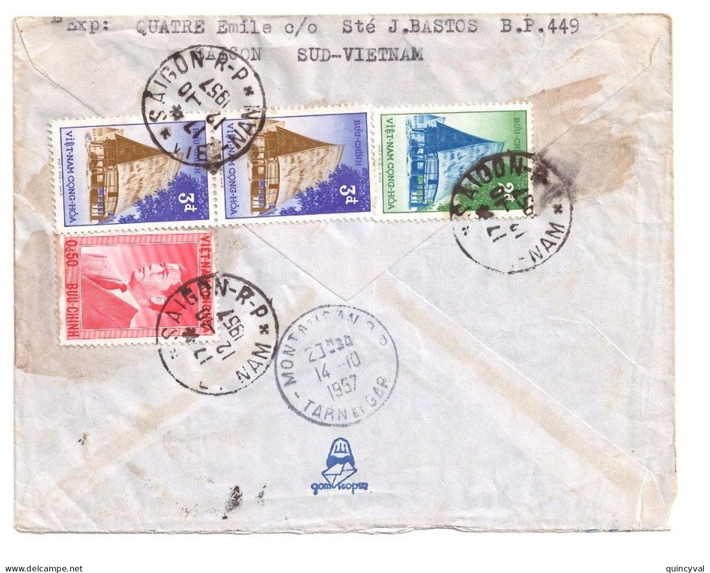 SAIGON Viêt-Nam Lettre Recommandée Par Avion Dest France Montauban On 12 10 1957 - Viêt-Nam