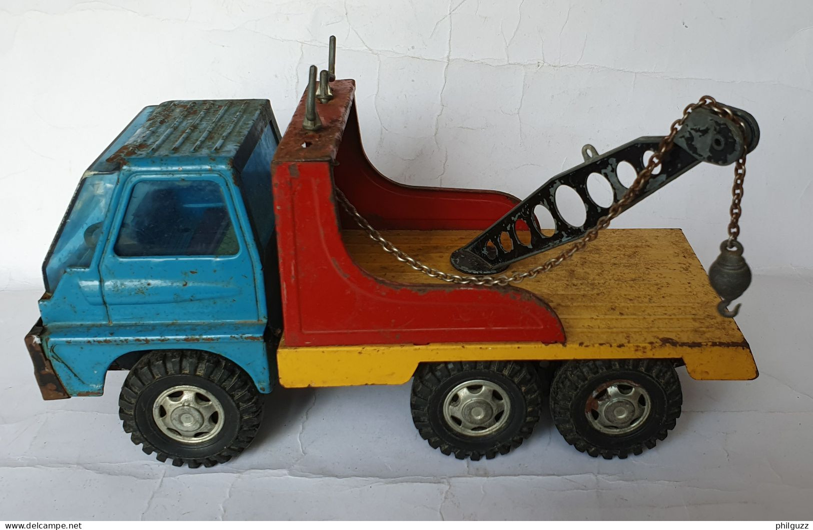Jouet CAMION DEPANNEUSE EN TOLE 30 Cm SANSON RICO Made In Spain - Jouets Anciens