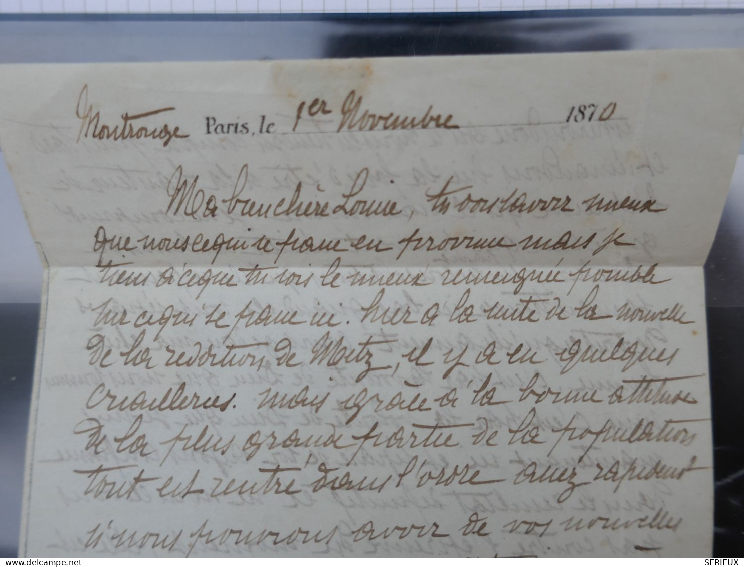 C FRANCE  LETTRE BALLON MONTé LE FULTON 1 11 1870 ARR LE 4 +CACHET MARINE+TEMOIGNAGE SIEGE +VU BEHR.DISPERS. COLLECTION+ - Guerre De 1870