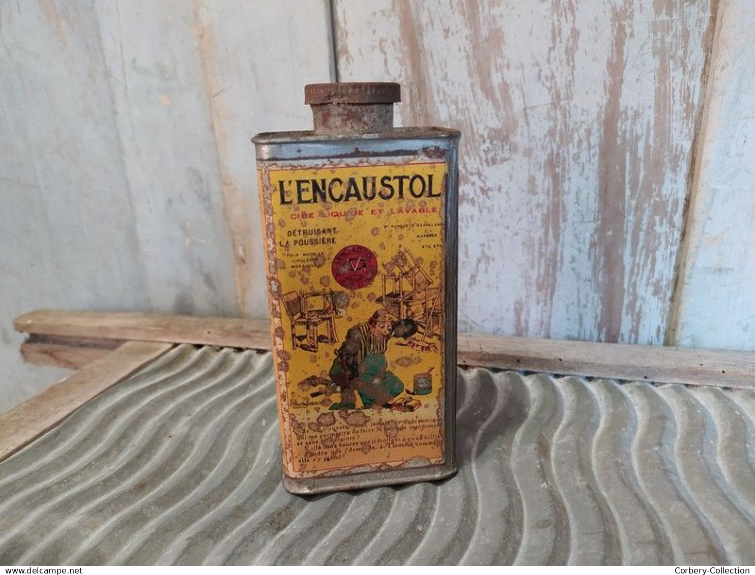Ancien Bidon Publicitaire Cire L'Encaustol Début XXème - Schuhe