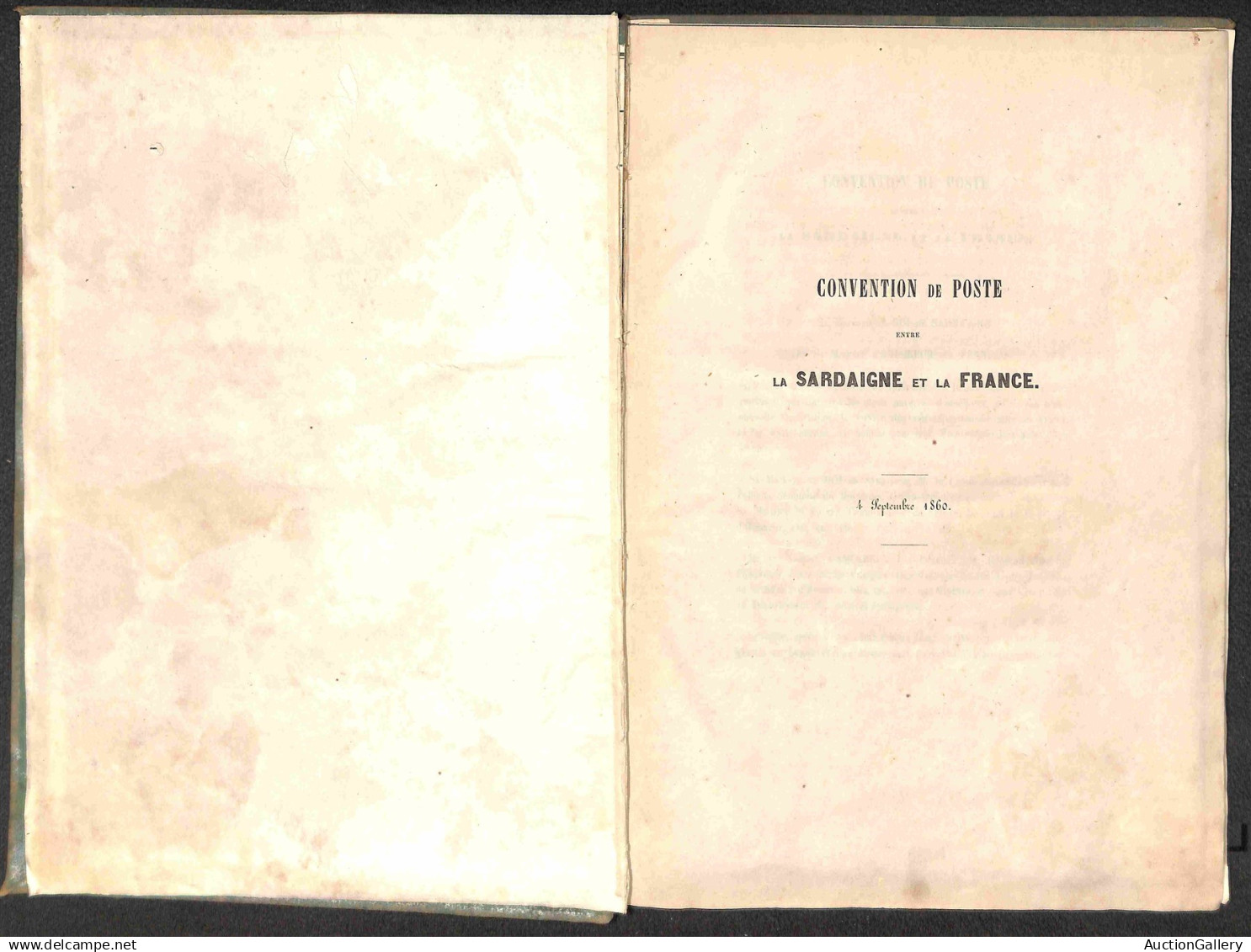 Antichi Stati Italiani - Sardegna - 1860 (4 Settembre) - Convenzione Postale Sardegna/Francia - Fascicolo Rilegato All’e - Autres & Non Classés