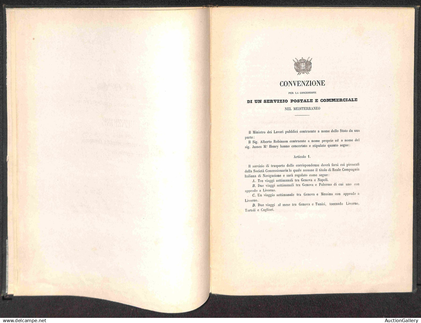 Antichi Stati Italiani - Sardegna - Regno Di Sardegna - 1861 (18 Luglio) - Convenzione Per Servizio Postale E Commercial - Autres & Non Classés