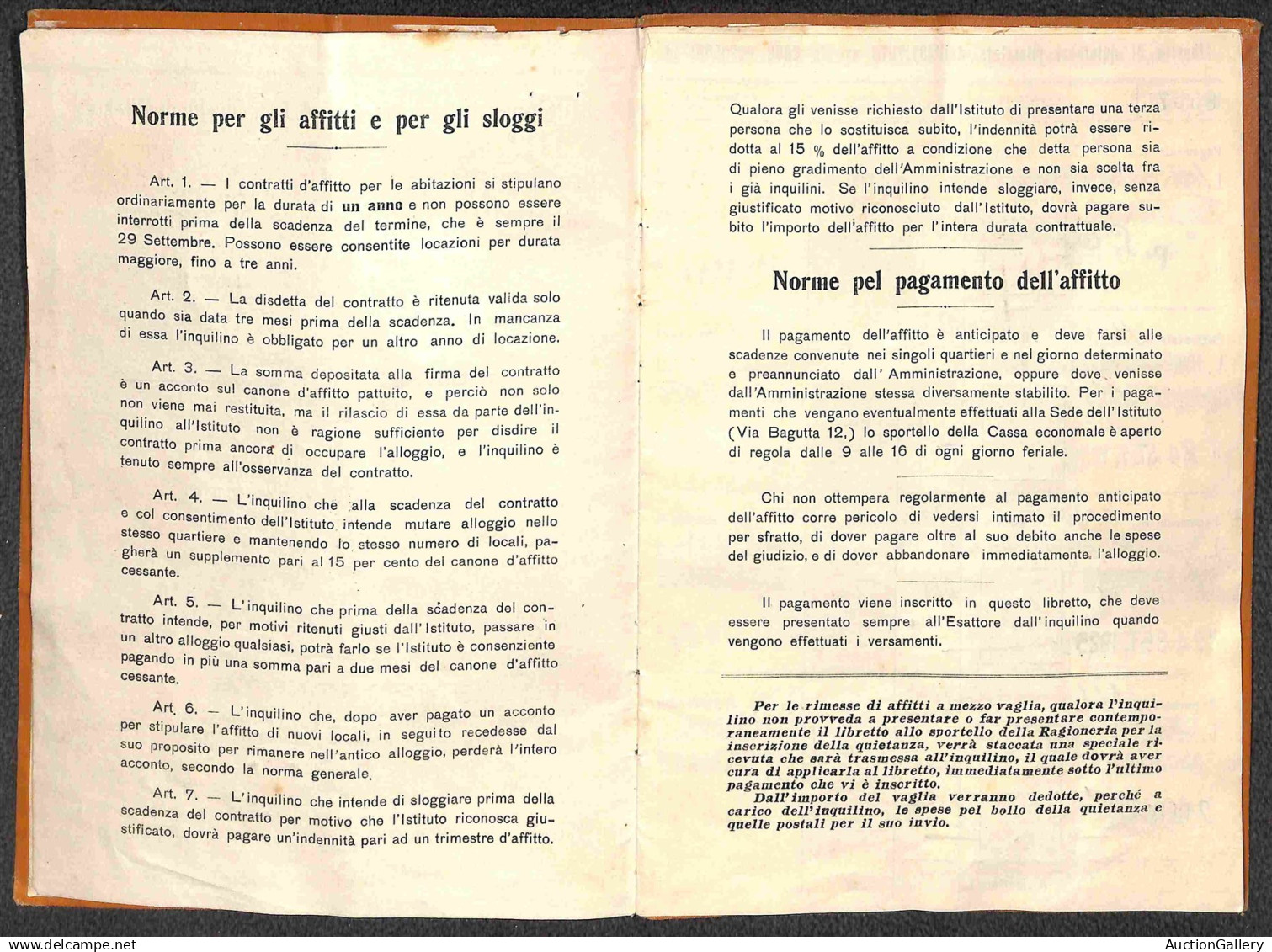 Regno - Documenti E Varie - Libretto Di Quietanze Affitto Dal 1925 Al 1937 Compilato E Completo Delle Marche Da Bollo - Altri & Non Classificati