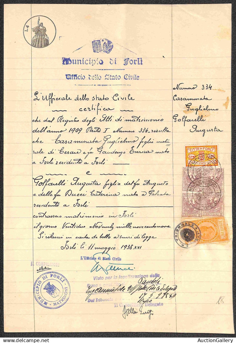 Lotti & Collezioni - Italia - REGNO - 1868/1947 - Trentadue Certificati Diversi Con Marche Da Bollo Del Periodo - Intere - Sonstige & Ohne Zuordnung