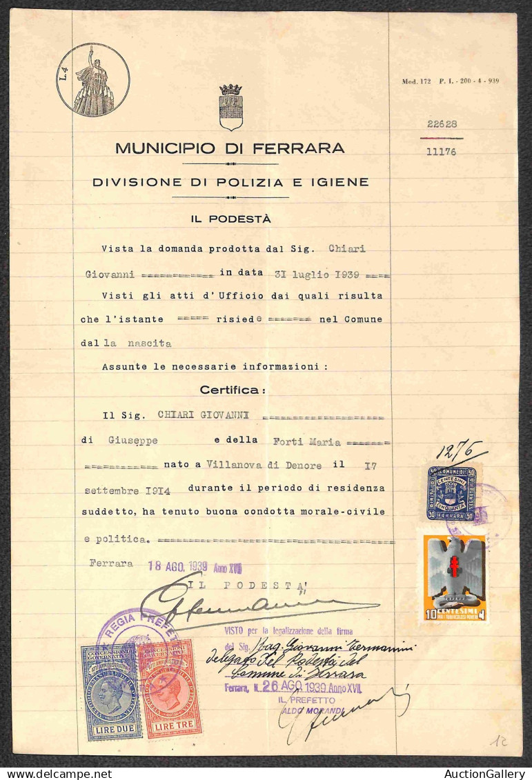 Lotti & Collezioni - Italia - REGNO - 1868/1947 - Trentadue certificati diversi con marche da bollo del periodo - intere