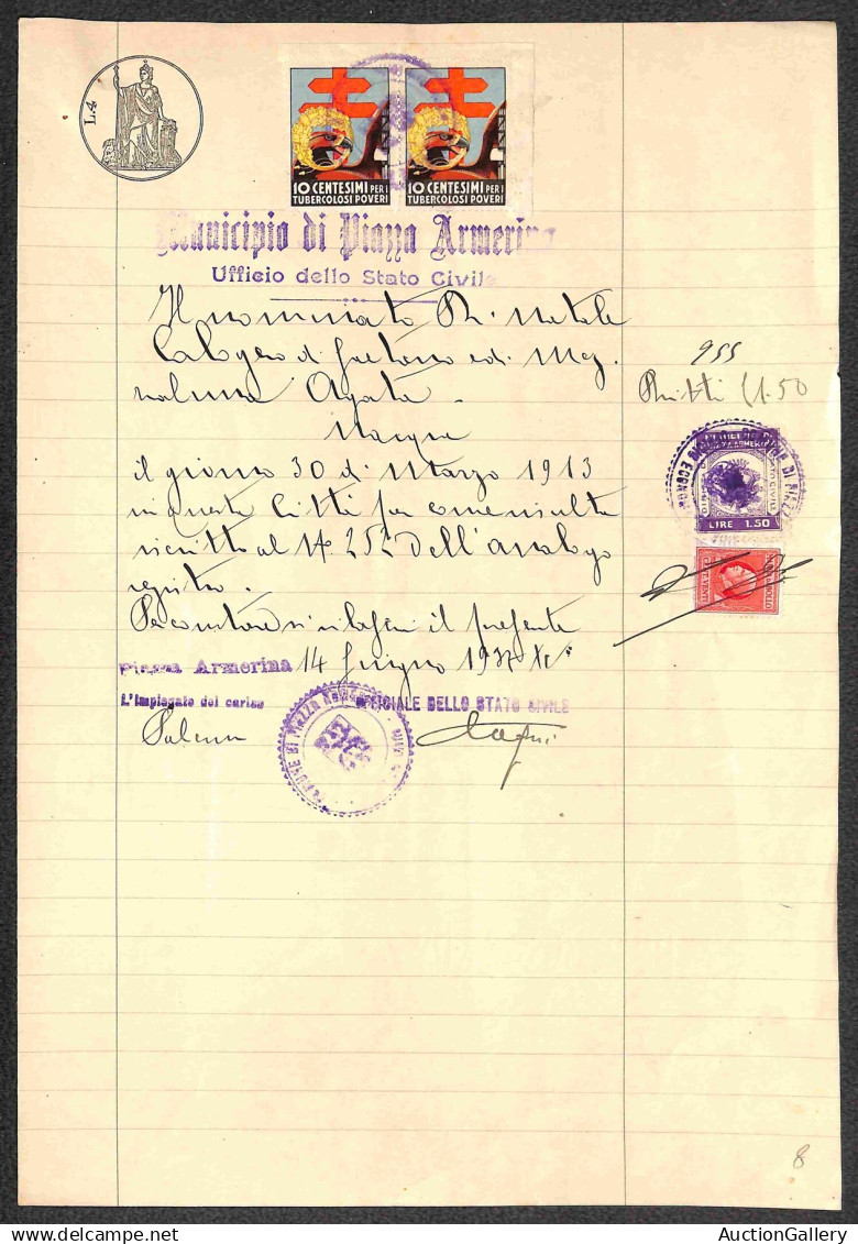 Lotti & Collezioni - Italia - REGNO - 1868/1947 - Trentadue certificati diversi con marche da bollo del periodo - intere