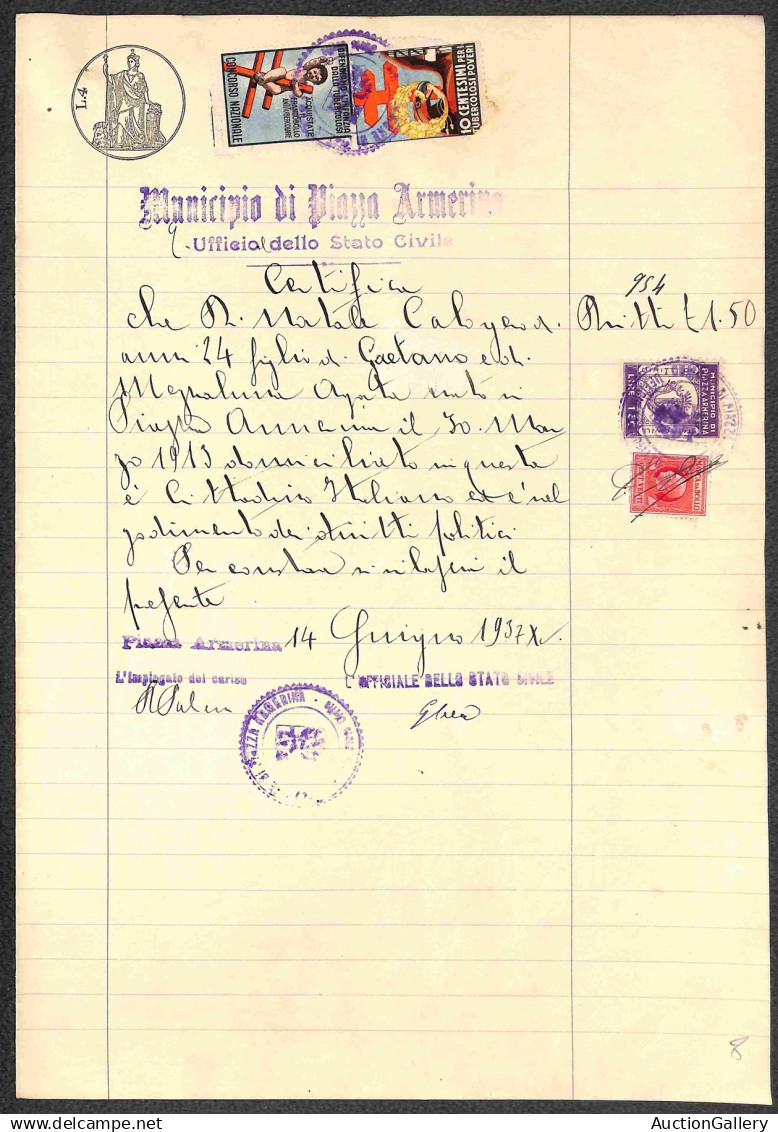 Lotti & Collezioni - Italia - REGNO - 1868/1947 - Trentadue certificati diversi con marche da bollo del periodo - intere