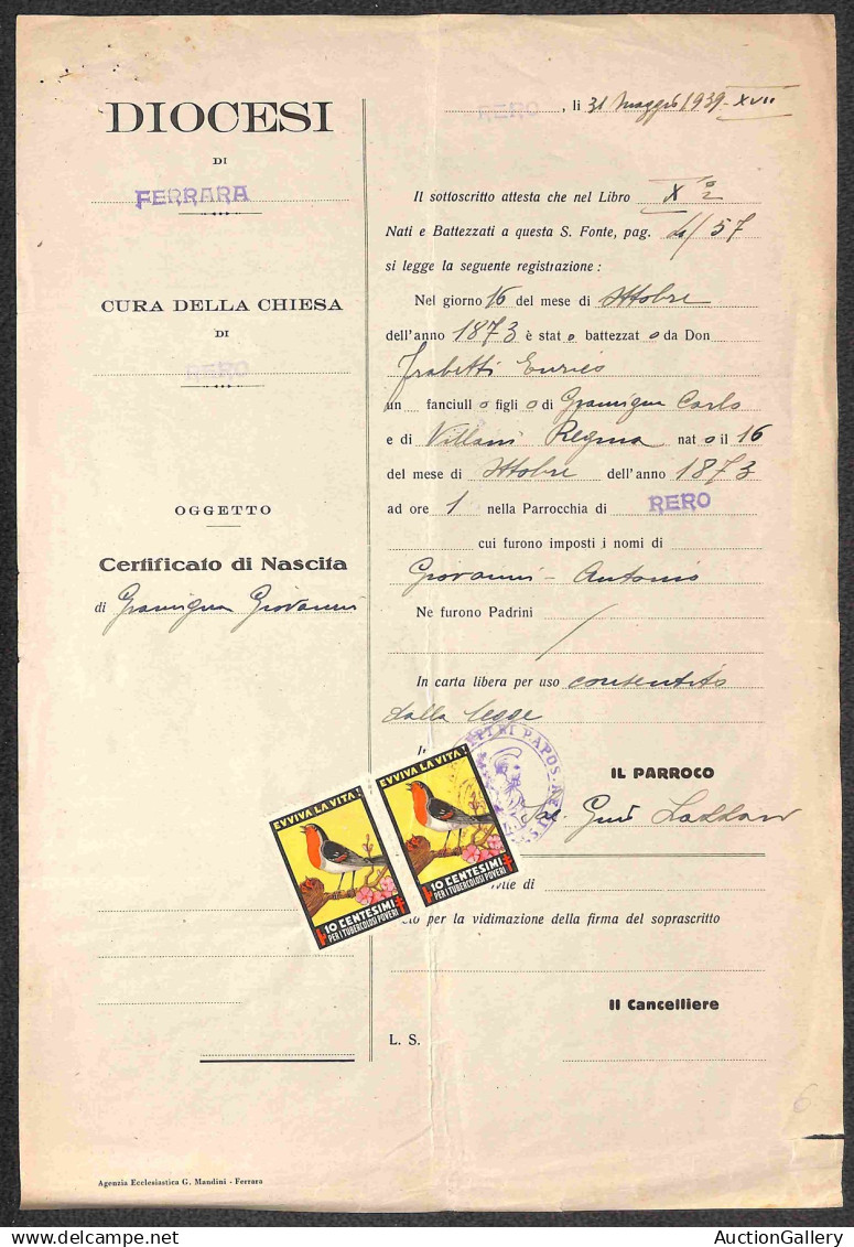 Lotti & Collezioni - Italia - REGNO - 1868/1947 - Trentadue certificati diversi con marche da bollo del periodo - intere
