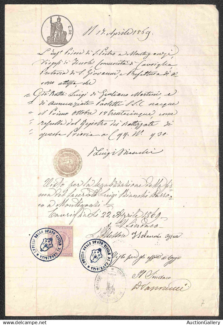 Lotti & Collezioni - Italia - REGNO - 1868/1947 - Trentadue certificati diversi con marche da bollo del periodo - intere