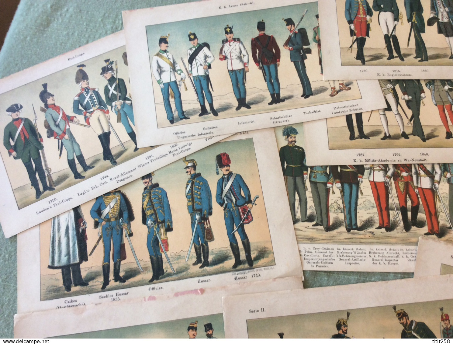 Lot Anciennes Planches Gravures Illustrations Uniformes Armées Militaire Allemagne Deutschland /19 éme / - Uniforms
