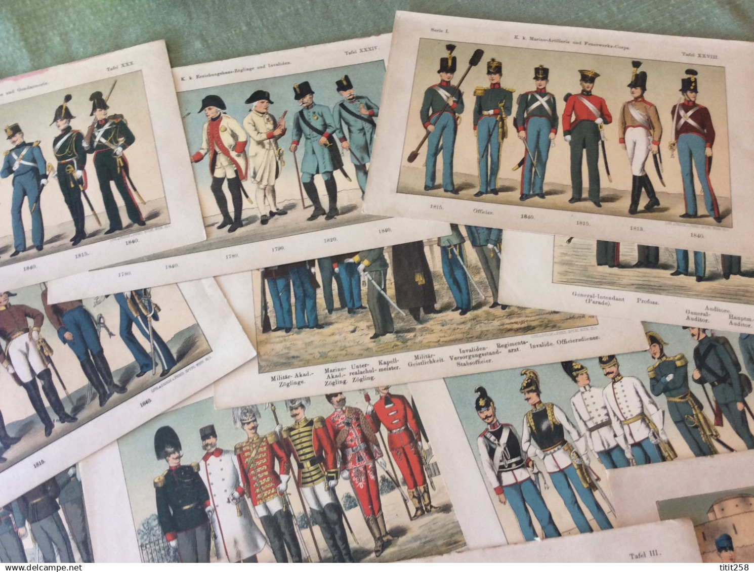 Lot Anciennes Planches Gravures Illustrations Uniformes Armées Militaire Allemagne Deutschland /19 éme / - Uniforms
