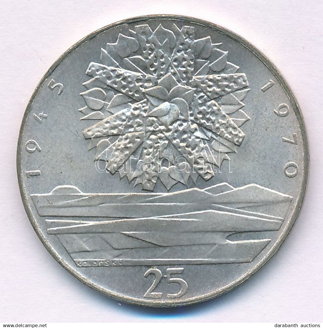 Csehszlovákia 1970. 25K Ag "A Felszabadulás 25. évfordulója" T:AU Czechoslovakia 1970. 25 Korun Ag "25th Anniversary Of  - Non Classificati