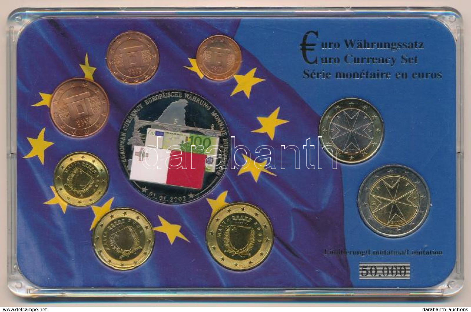 Málta 2008. 1c-2E (8xklf) Forgalmi Szett + Ezüstözött, Részben Multicolor Euro-pénzrendszer Emlékérem Műanyag Tokban T:U - Non Classificati