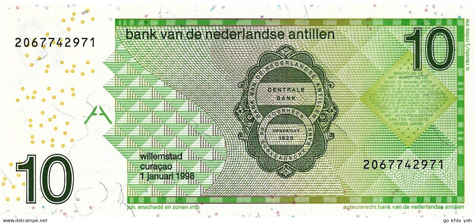 ANTILLES NEERLANDAISES 1998 10 Gulden - P.28a Neuf UNC - Autres & Non Classés