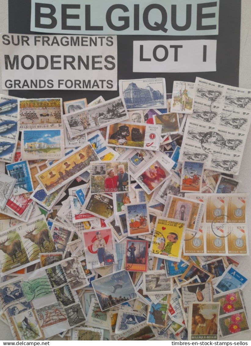 BELGIQUE, VRAC 80 G LOT I , SUR FRAGMENTS, MODERNES,GRANDS FORMATS  散装比利时 80 克 I 现代 大规格  LARGE ON PAPER MIXTURE - Vrac (max 999 Timbres)