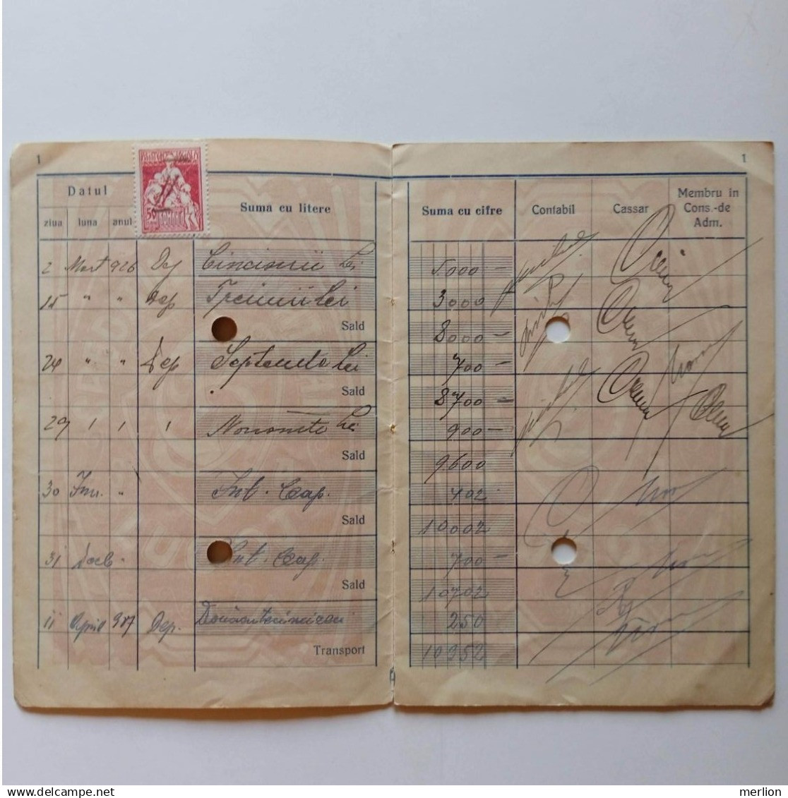 ZA552.3   Romania  Creditul Banatan S.A. LUGOJ - Libel De Depuneri 1926 (1922) Banat Lugos Lugosh - Schecks  Und Reiseschecks