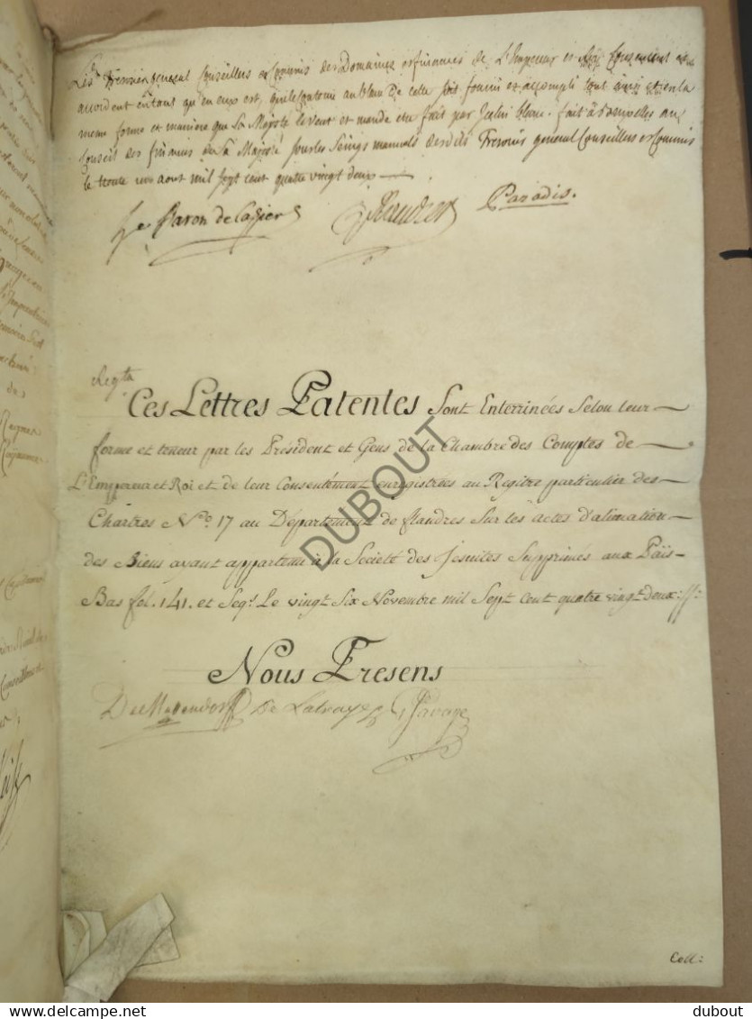 Brugge/Aalter Opheffing Jezuïeten Joseph II 1784 Manuscript Perkament  (V3317) - Historical Documents