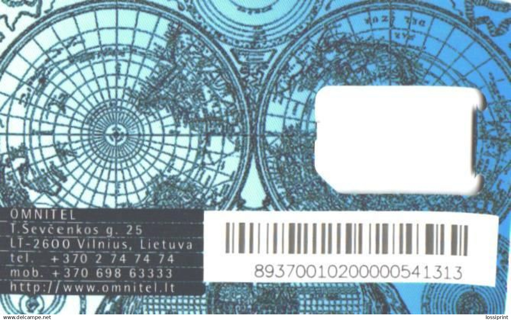 Lithuania:Omnitel Sim Card Without Chip - Lithuania