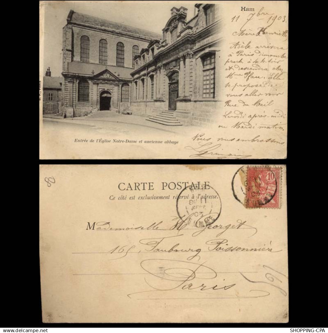 80 - Ham - Entree De L'Eglise Notre Dame - 1903 - Ham