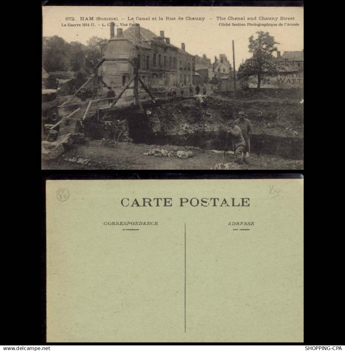 80 - Ham - Canal Et Rue De Chauny - Ham