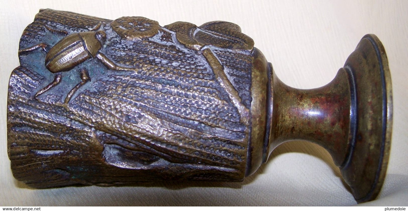 PYROGENE en Bronze Art Nouveau  Tronc Lierre Insectes  et fleurs . XIX ème ,