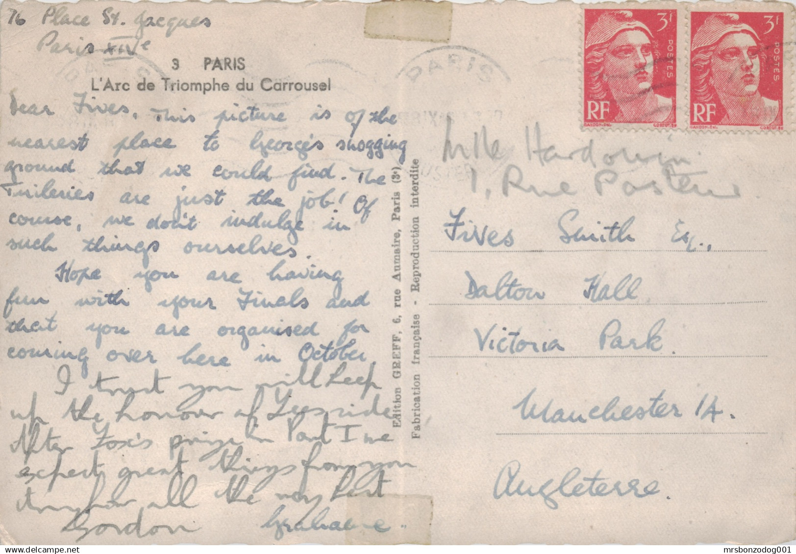 Greff Postcard Arc De Triomphe, Paris - Triumphbogen