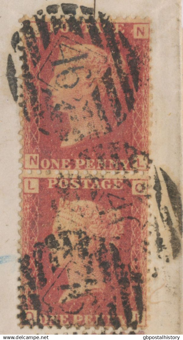 GB 1866, QV 6d Lilac W. Small White Corner Letters (LL, Damaged) On Superb Env Together With Two 1d Pl.95 (NL-OL) For La - Briefe U. Dokumente