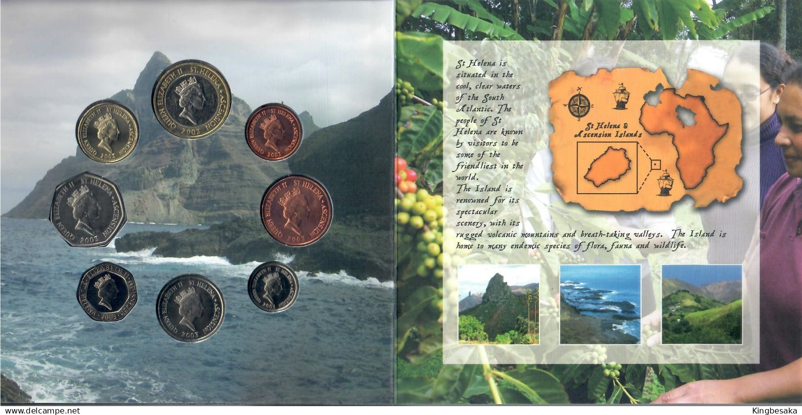 St HELENA & ASCENSION, Full SET 8 COINS BU Folder - Sainte-Hélène