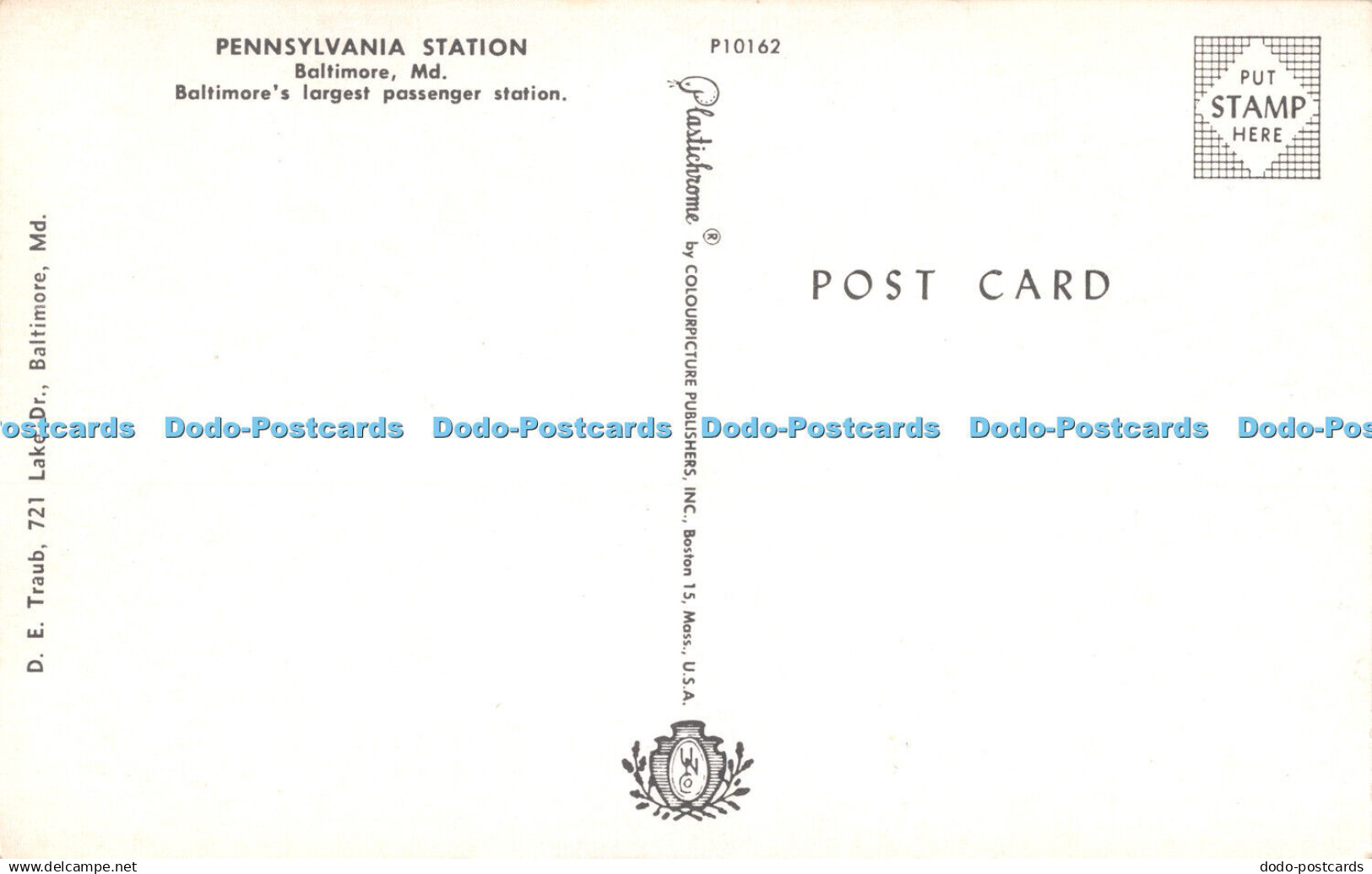 R392778 Md Baltimore Pennsylvania Station Baltimore Largest Passenger Station D - Monde
