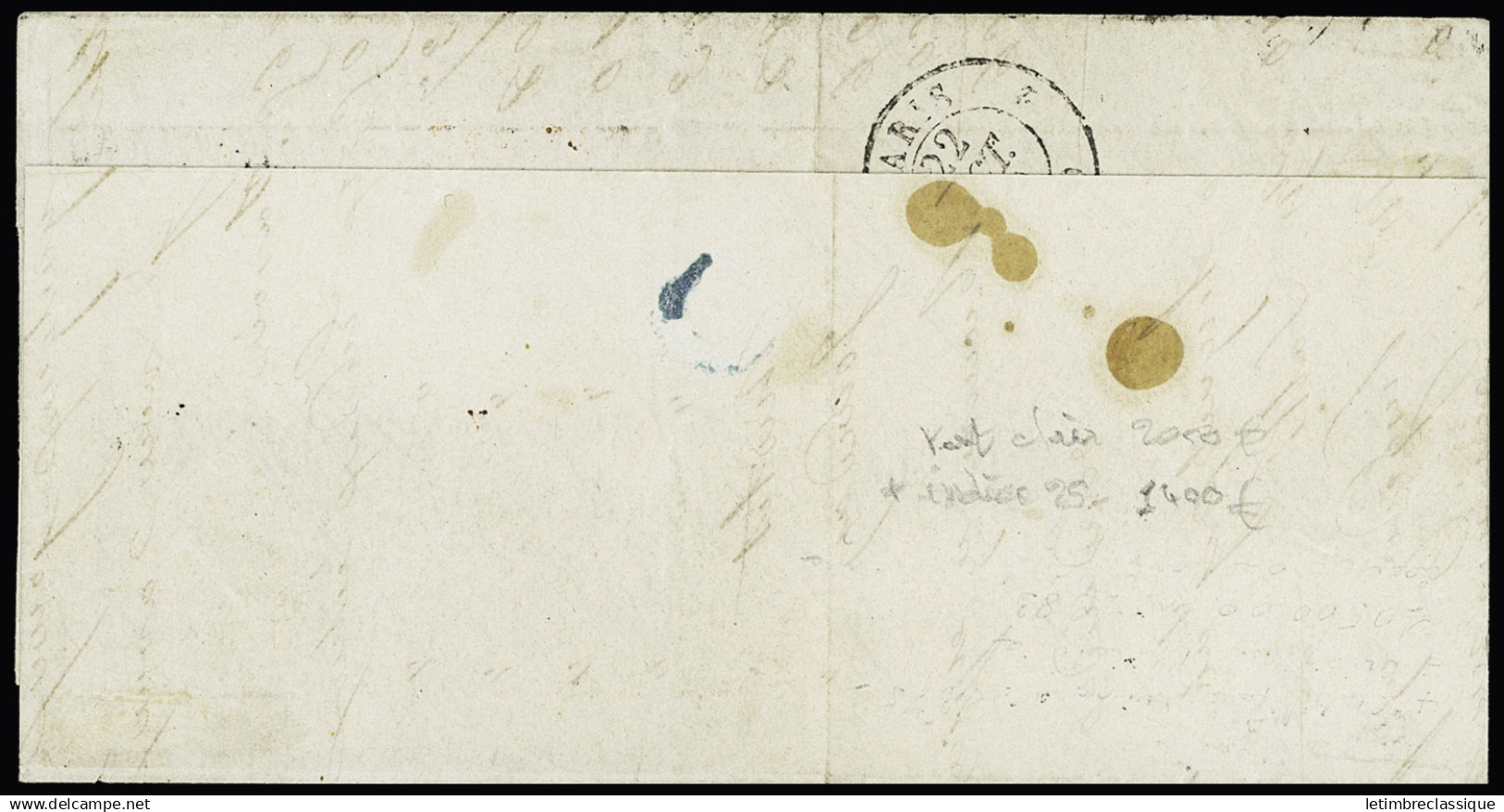 Lettre N°2 15c Vert, Bien Margé, Obl. Grille +cachet Rouge PP Sur Lettre, TTB, R. Signé JF.Brun, Calves - 1849-1850 Ceres