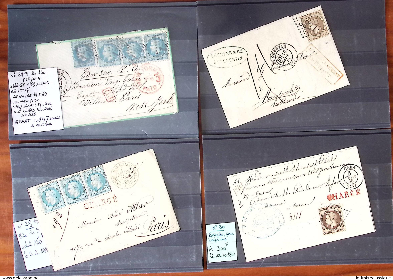 Lettre Sélection De 20 Lettres Avec Empire Lauré, Toutes TTB/SUP, Dont N°26 Seul Sur Joli Imprimé, Deux Avis Roses De Ch - 1863-1870 Napoleon III With Laurels