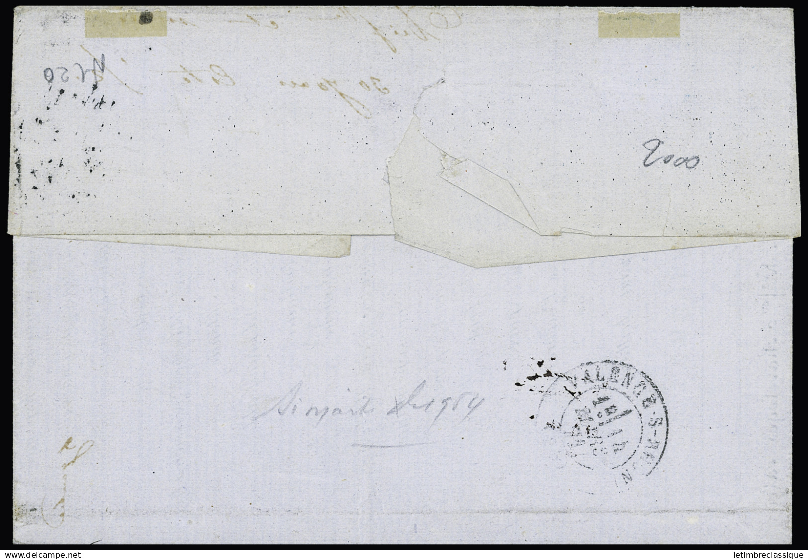 Lettre Combinaison De Deux Reports Avec N°45B +46A Obl. GC Sur Lettre De Marseille 13.03.1871 Pour Valence, Arr., TTB, R - 1870 Bordeaux Printing