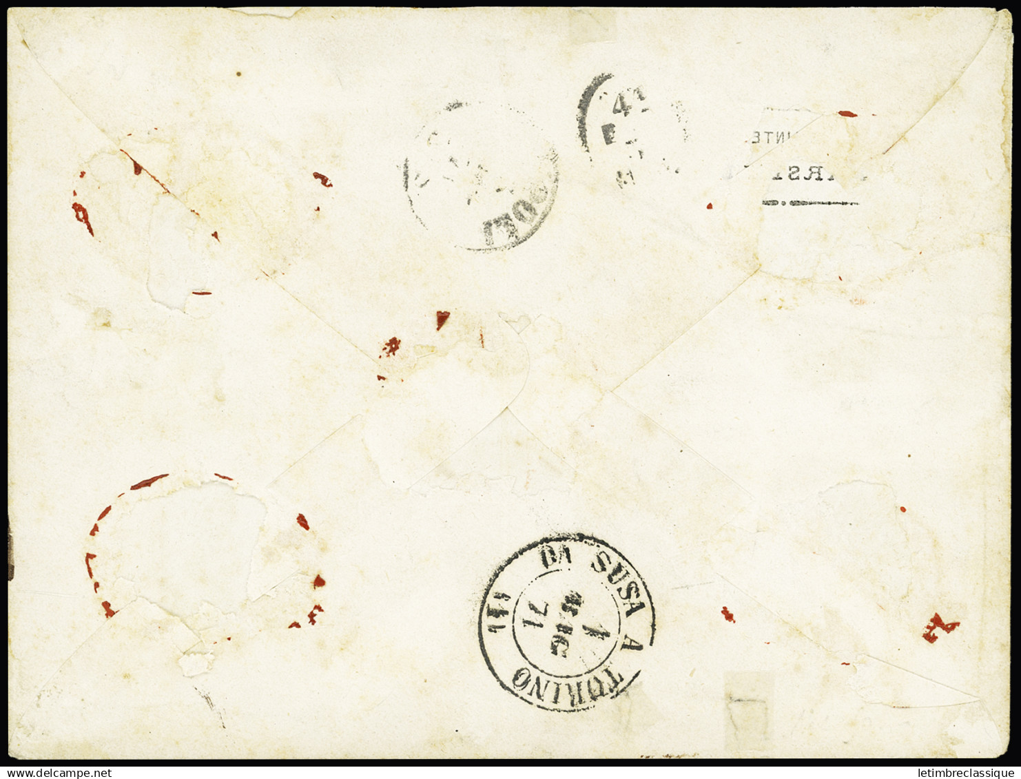 Lettre N°46B, 47 Et 48, 20c T III, 30c Et 40c (2 Dont 1 Touché), Obl. GC 2240 S. Env. CHARGE, Collecteur Rouge MARSEILLE - 1870 Bordeaux Printing