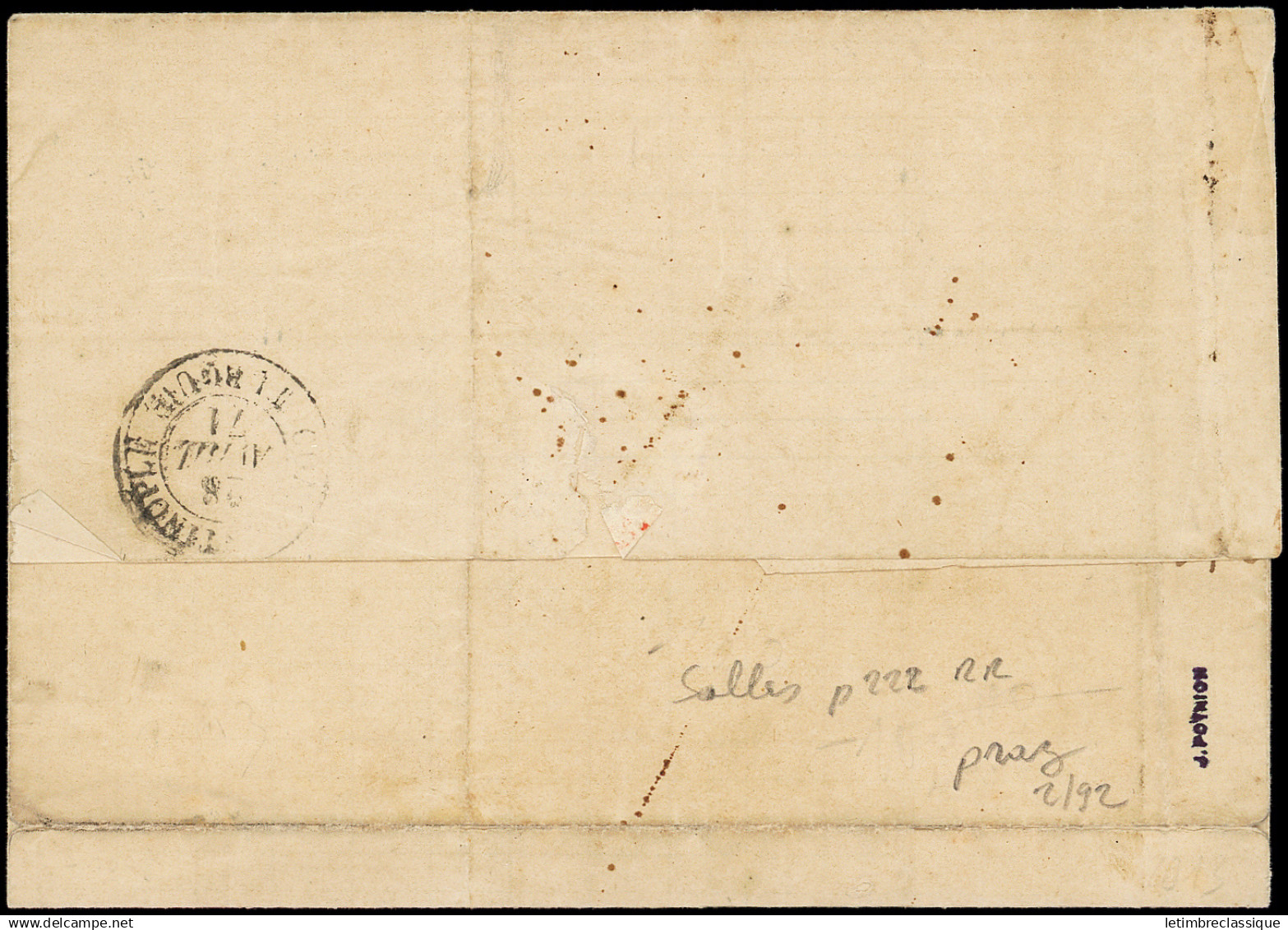 Lettre N°46B (2 Dont 1 Pli D'archive) Obl. ANCRE S. LSC, Càd LIGNE U PAQ. FR N°2 22/4/71, Le Tout En BLEU, Arr. CONSTANT - Maritime Post