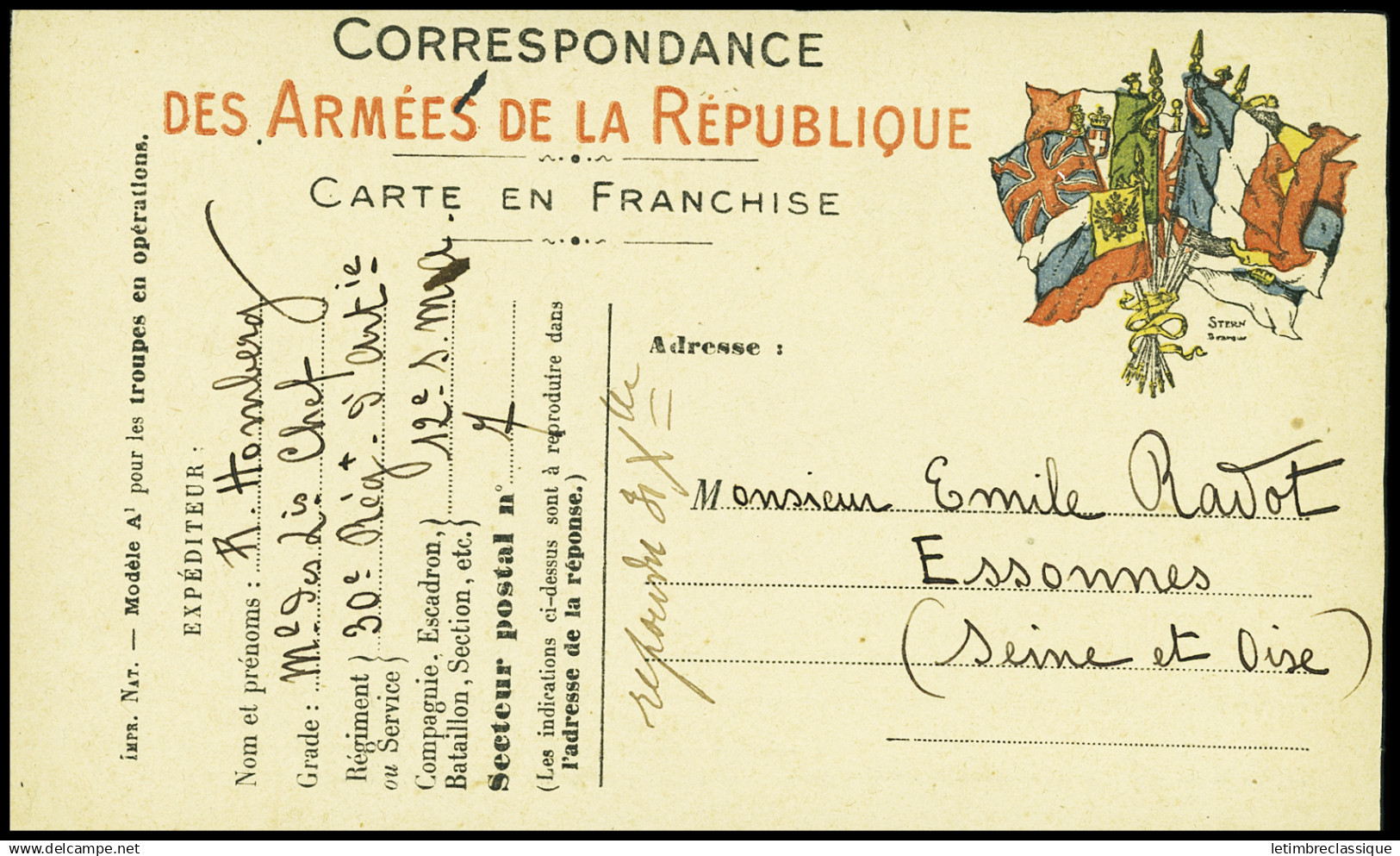 Lettre 4 cartes postales de franchise militaire 1914 - 18 et 1939 + 1 carte bon à tirer "Pour les blessés de la guerre r