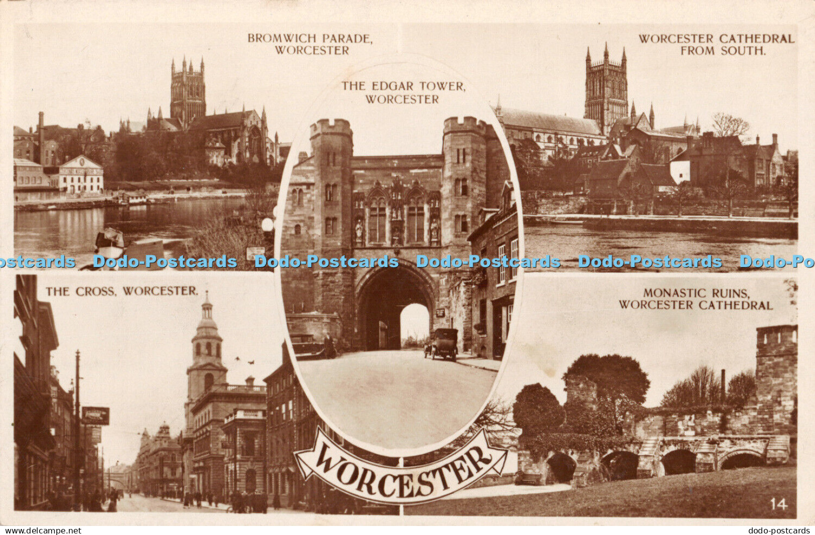 R442967 Worcester The Cross Monastic Ruins Worcester Cathedral RP Multi View - Monde