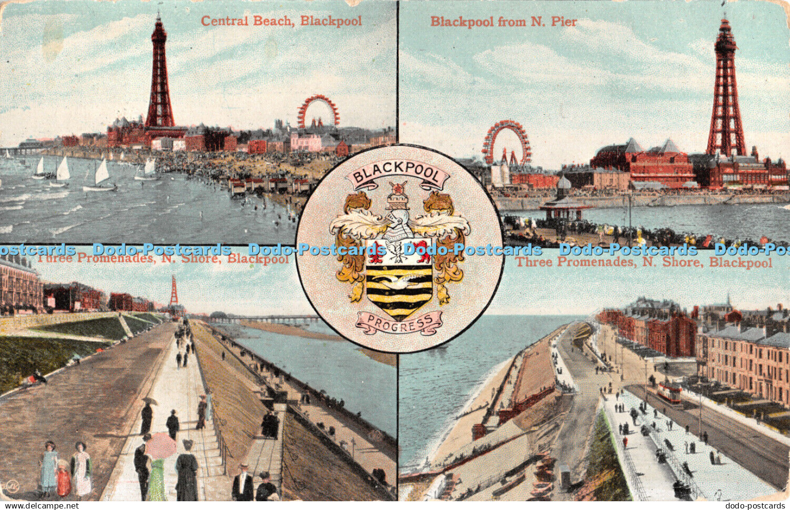 R443107 Blackpool Three Promenades N Shore Blackpool From Pier Valentine Series - Monde